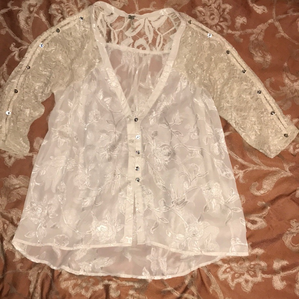 Gorgeous sheer floral and lace top